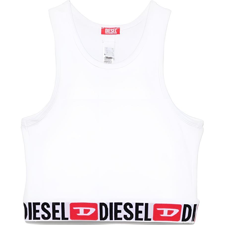(Women) Diesel White Sleeveless Crop Tank with Logo A176380NJAP100