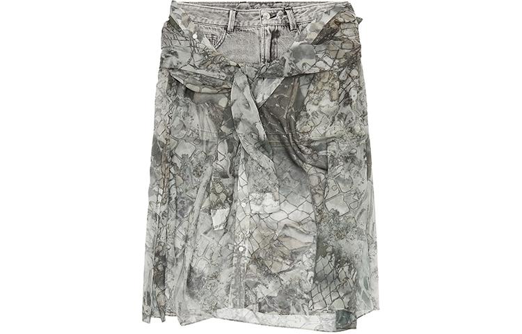 (Women) DIESEL Y2K Style Patchwork Low-Waist Denim Mini Skirt Women Grey A130640AKAS-02