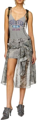 (W) Falda Mini Denim Patchwork de Baja Cintura Estilo Y2K Mujer Gris DIESEL A130640AKAS-02 Lookbook (W) Falda Mini Denim Patchwork de Baja Cintura Estilo Y2K Mujer Gris DIESEL A130640AKAS-02