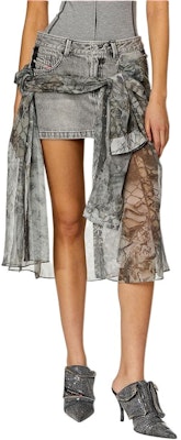 (W) Falda Mini Denim Patchwork de Baja Cintura Estilo Y2K Mujer Gris DIESEL A130640AKAS-02 Shop (W) Falda Mini Denim Patchwork de Baja Cintura Estilo Y2K Mujer Gris DIESEL A130640AKAS-02