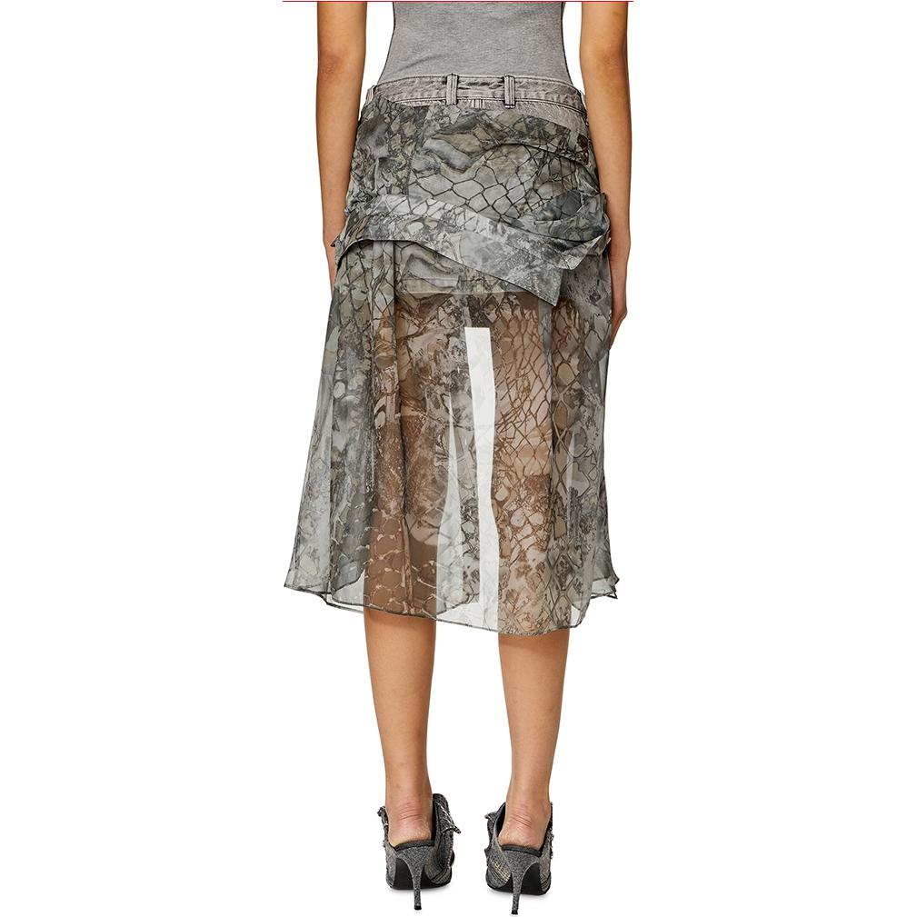 Purchase (W) Falda Mini Denim Patchwork de Baja Cintura Estilo Y2K Mujer Gris DIESEL A130640AKAS-02