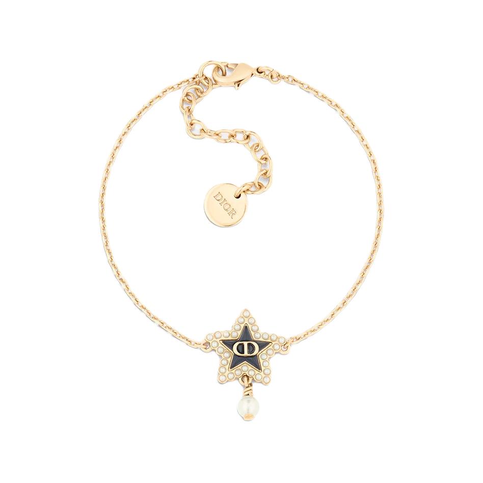 (Women) DIOR 2023 Early Spring Gold Bracelet with Resin Pearls for Women. B2666WOMVE_D92B
