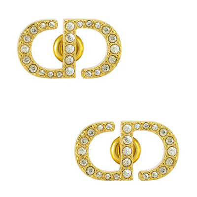 (Women) DIOR 2023 Spring Alphabet Design Metal Faux Crystal Earrings. E1742PTCCY-D301