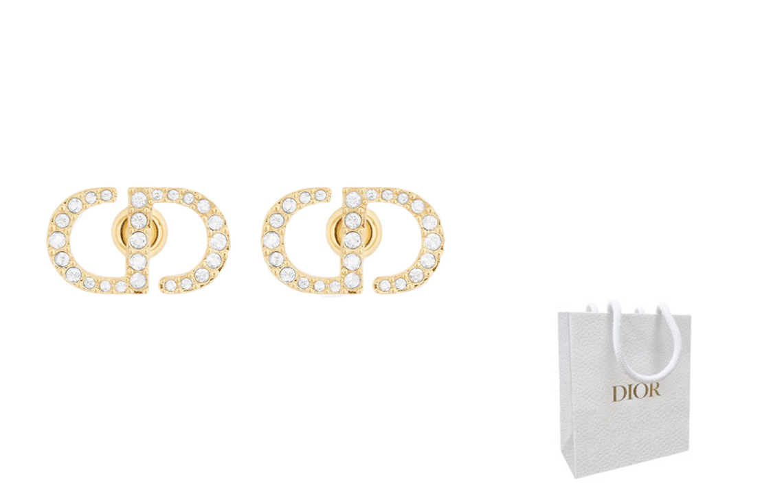 (Women) DIOR 2023 Spring Alphabet Design Metal Faux Crystal Earrings. E1742PTCCY-D301 圖 2