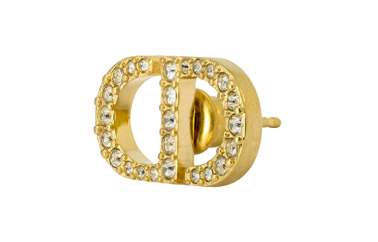 (Women) DIOR 2023 Spring Alphabet Design Metal Faux Crystal Earrings. E1742PTCCY-D301 圖 4
