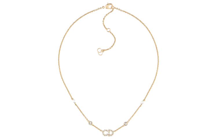 (Women) Dior 2025 Spring CD Necklace Women Gold Metal Crystal Resin Elegant N1033CDLCY-D301 圖 2