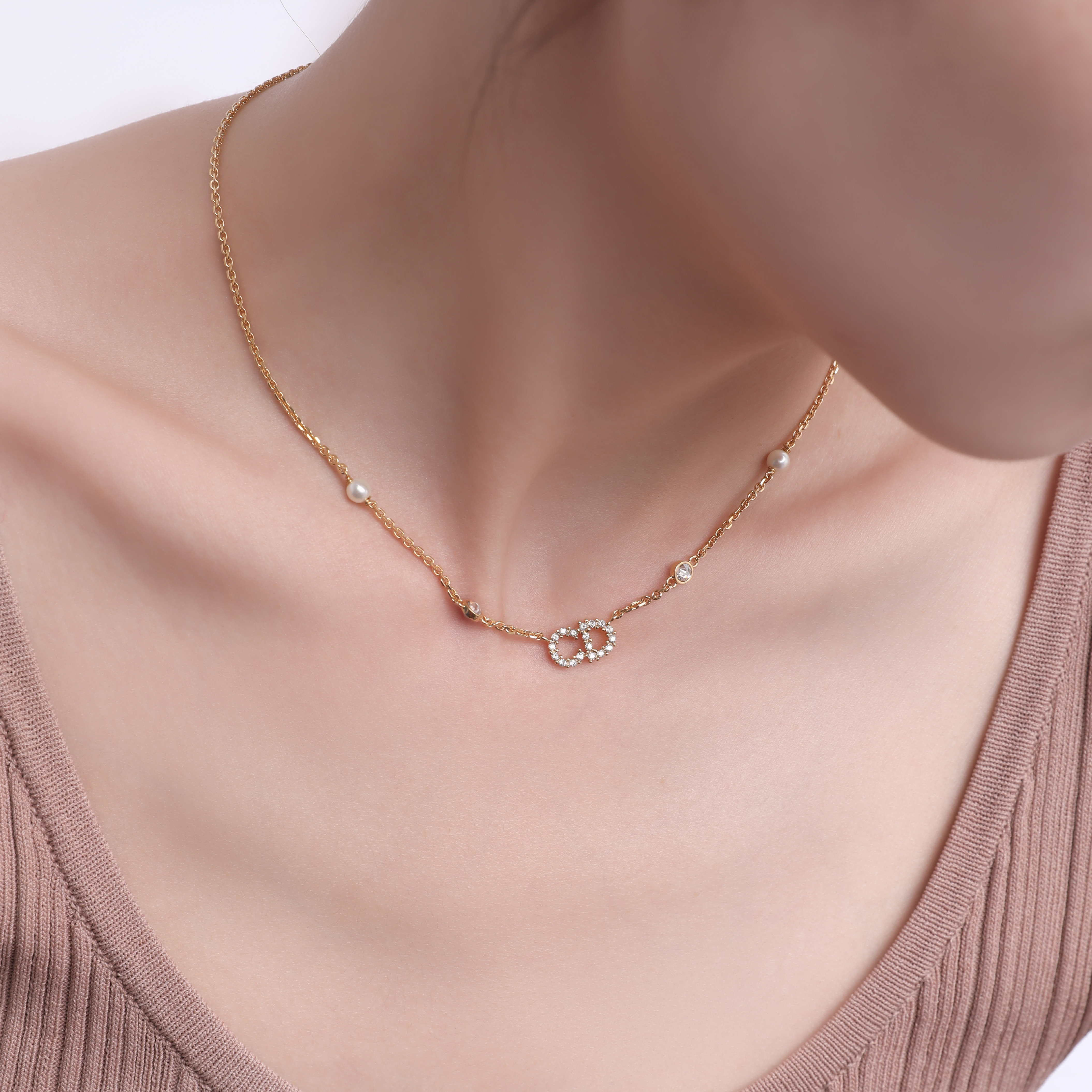(Women) Dior 2025 Spring CD Necklace Women Gold Metal Crystal Resin Elegant N1033CDLCY-D301 圖 6