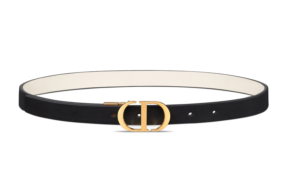 (Women) Dior 30 Montaigne Black White Reversible Leather Belt for Women 2cm B0178UWGA-M911