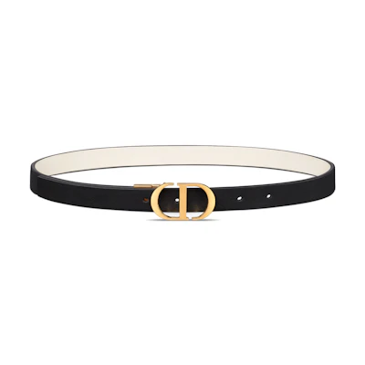 (Women) Dior 30 Montaigne Black White Reversible Leather Belt for Women 2cm B0178UWGA-M911