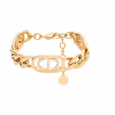 (Women) DIOR 30 Montaigne Bracelet Gold Finish with White Crystals for Women. B1177MTGCY-D301