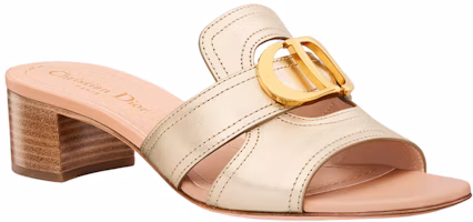 Lookbook (Women) Dior 30 Montaigne Calfskin CD Logo Block Heel Slide 'Gold' KCQ270LNC_S52K