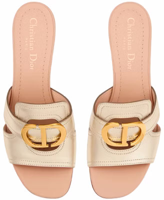 DIOR迪奧 30 Montaigne 小牛皮 CD標志 粗跟 時尚涼拖 4cm 女款 金色 Lookbook DIOR迪奧 30 Montaigne 小牛皮 CD標志 粗跟 時尚涼拖 4cm 女款 金色