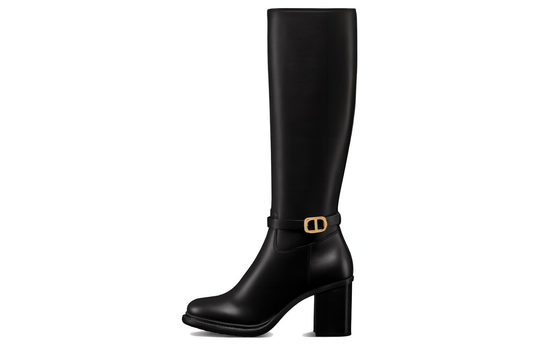 Buy (W) Stivaletto Alto Dior 30 Montaigne in Pelle Nera e Oro KCI951VSO_S900