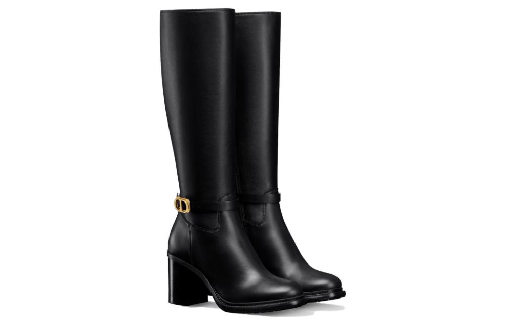 Order (W) Stivaletto Alto Dior 30 Montaigne in Pelle Nera e Oro KCI951VSO_S900