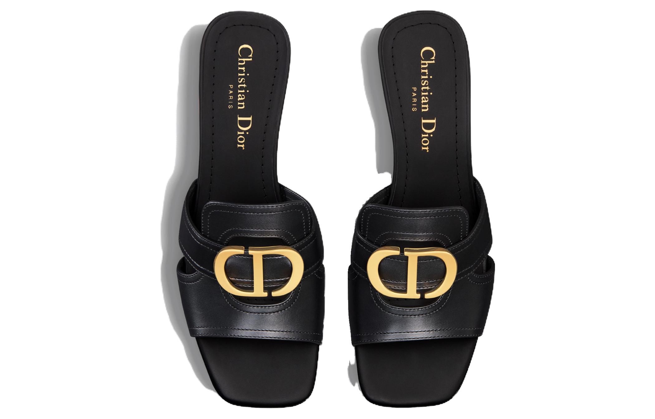 Purchase (Women) Dior 30 Montaigne Leather Slide 'Black' KCQ883VEA_S900