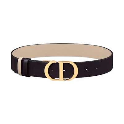 (Women) DIOR 30 Montaigne Logo Buckle Black Leather Belt for Women - 3.5CM Width B0179UWGA-M64E