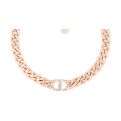 (Women) DIOR 30 Montaigne Logo Pendant Necklace in Rose Gold with Crystals for Women. N1713MTGCYD12P