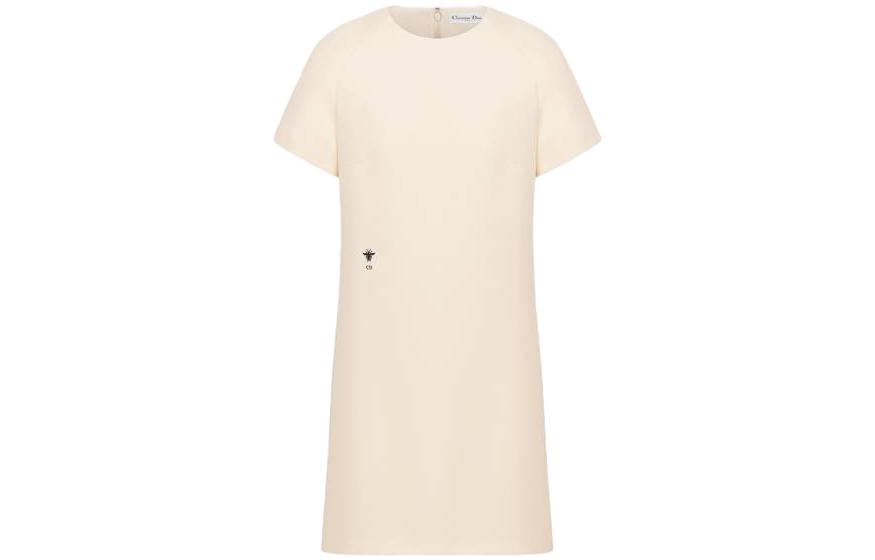 Order (W) DIOR 30 Montaigne SS23 米色刺繡蜜蜂短袖中長洋裝 341R26A1166-X0200