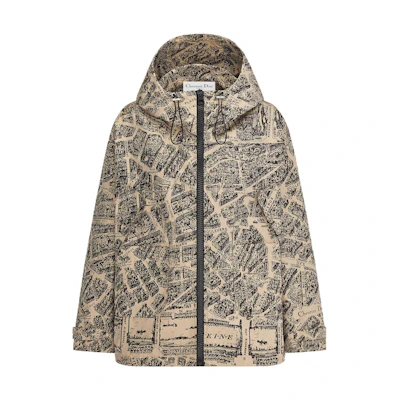 (Women) DIOR Beige SS23 Logo Print Hooded Zip Jacket 357C25A2780-X1830