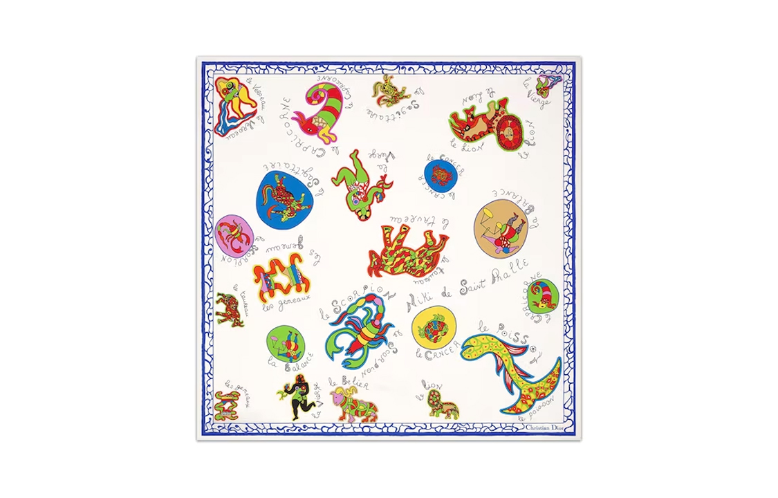 (Women) DIOR  Bio Print Silk Scarf - White 41CNY070I628C086