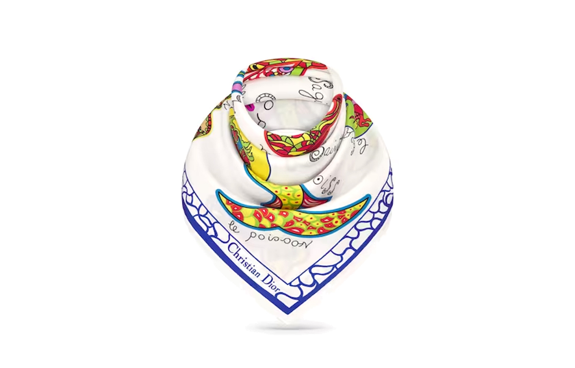 (Women) DIOR  Bio Print Silk Scarf - White 41CNY070I628C086 圖 3