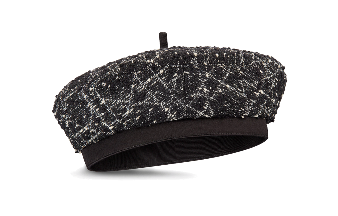 Lookbook (Women) DIOR  Black Beret with Pattern Design in Cotton, Acrylic, and Polyamide. 42BTC910A129C920