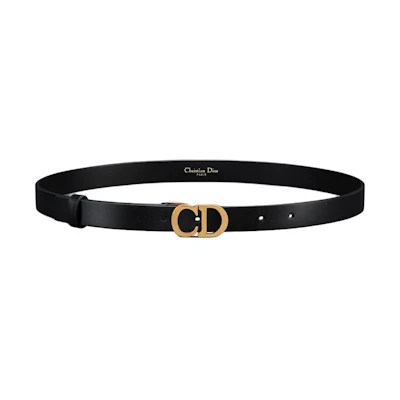 (Women) DIOR Black Calfskin Leather Belt, Solid Design, 2CM Width. B0445CWGH_M900
