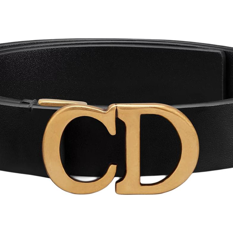 Lookbook (Women) DIOR  Black Calfskin Leather Belt, Solid Design, 2CM Width. B0445CWGH_M900