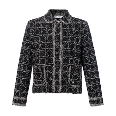 (Women) DIOR Black Cotton Blend Tweed Cannage Jacket SS24 424V53AM752-X9101