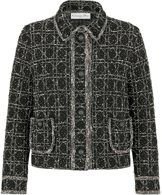 (W) DIOR 黑色棉混纺菱格纹夹克 SS24 424V53AM752-X9101 Order (W) DIOR 黑色棉混纺菱格纹夹克 SS24 424V53AM752-X9101