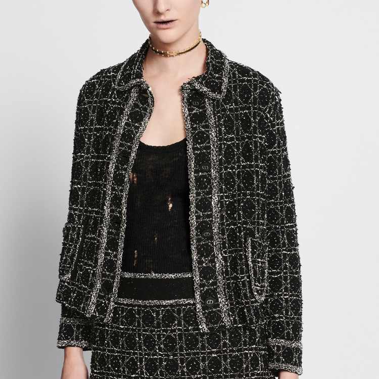 Shop (W) DIOR 黑色棉混纺菱格纹夹克 SS24 424V53AM752-X9101
