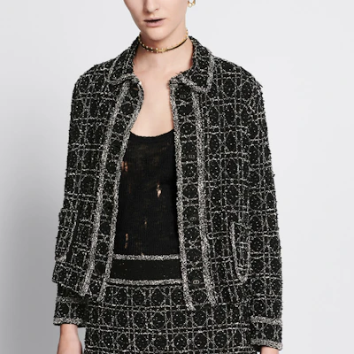 (W) DIOR 黑色棉混纺菱格纹夹克 SS24 424V53AM752-X9101 Shop (W) DIOR 黑色棉混纺菱格纹夹克 SS24 424V53AM752-X9101