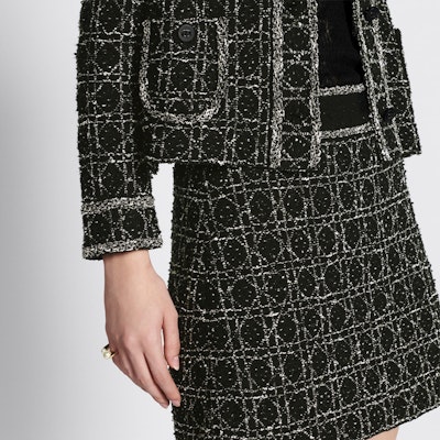 (W) DIOR 黑色棉混纺菱格纹夹克 SS24 424V53AM752-X9101 Details for (W) DIOR 黑色棉混纺菱格纹夹克 SS24 424V53AM752-X9101