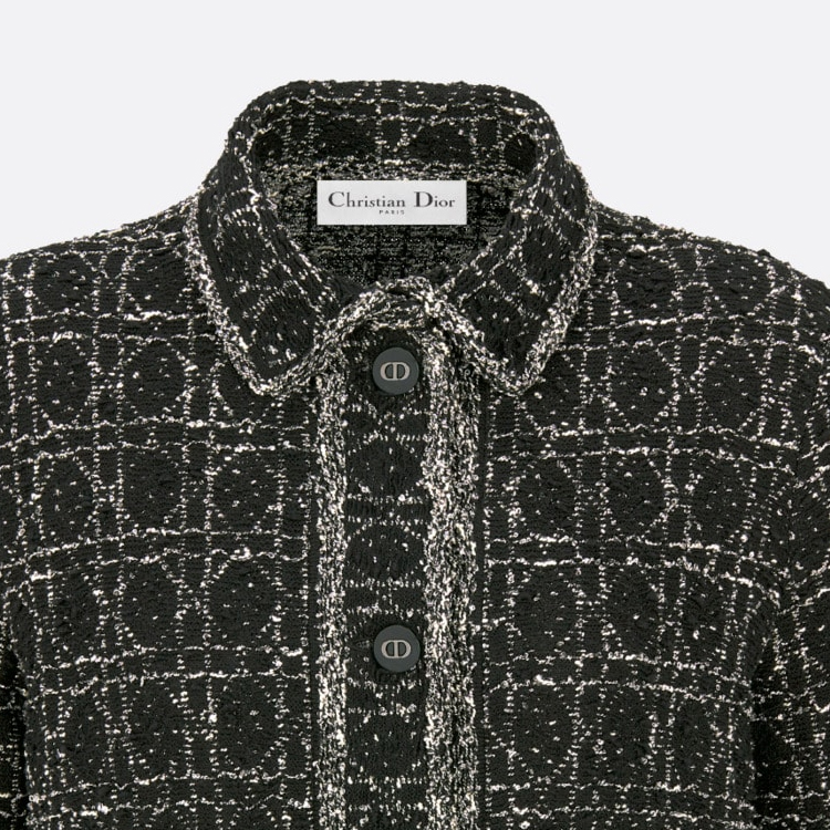 Cheap (W) DIOR 黑色棉混纺菱格纹夹克 SS24 424V53AM752-X9101