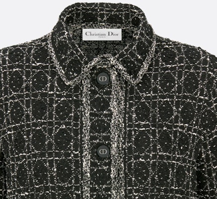 (W) DIOR 黑色棉混纺菱格纹夹克 SS24 424V53AM752-X9101 Cheap (W) DIOR 黑色棉混纺菱格纹夹克 SS24 424V53AM752-X9101