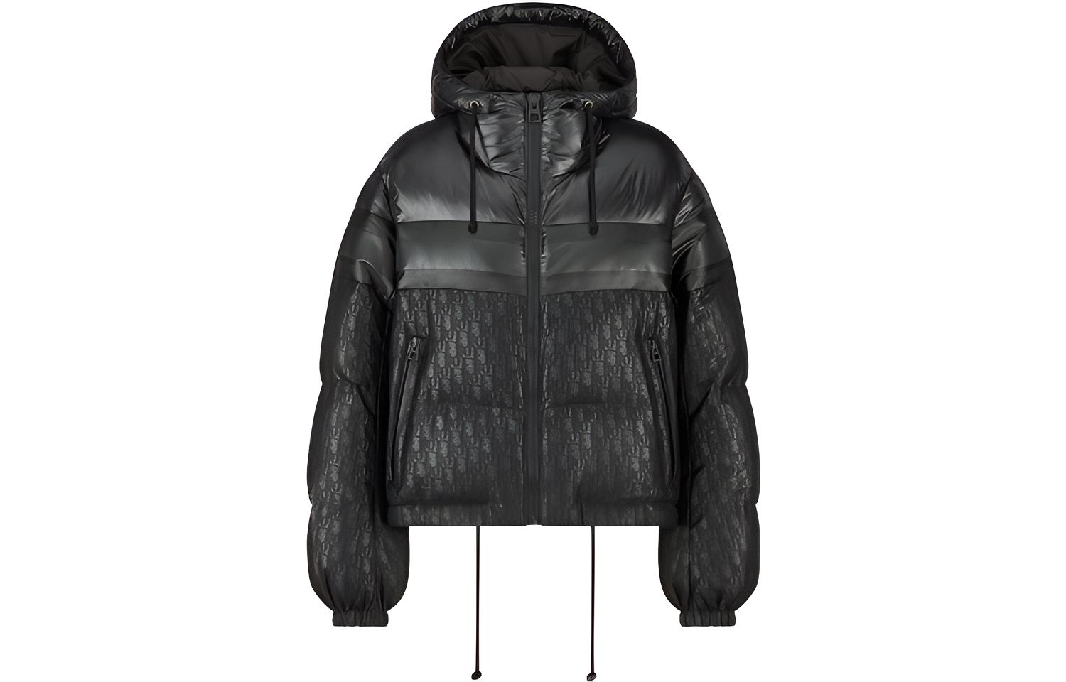 (Women) DIOR  Black Hoodie Puffer Jacket with Logo Print and Zip. 147C21A2762-X9000