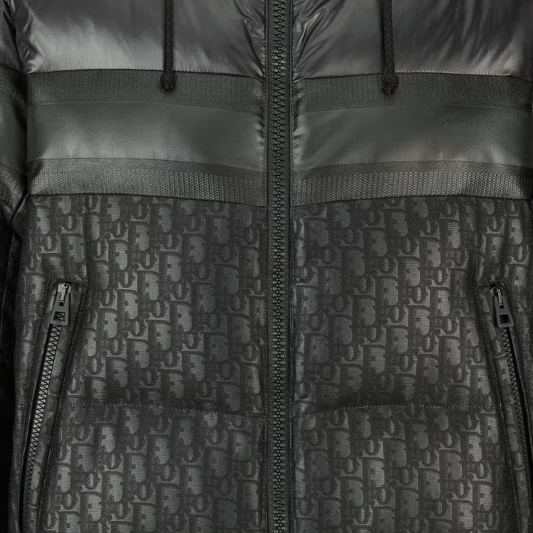 Details for (W) DIOR Jaket Hoodie Hitam Puffer dengan Logo dan Resleting. 147C21A2762-X9000