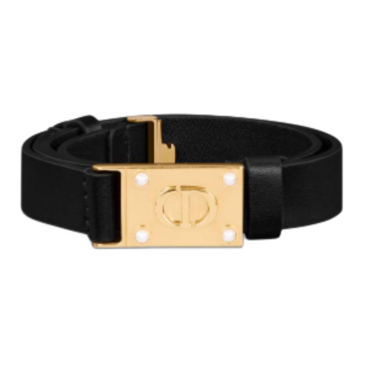 Lookbook (W) Cinturón de Cuero Negro DIOR con Diseño de Logo - 2cm. B0577UBGO_M900