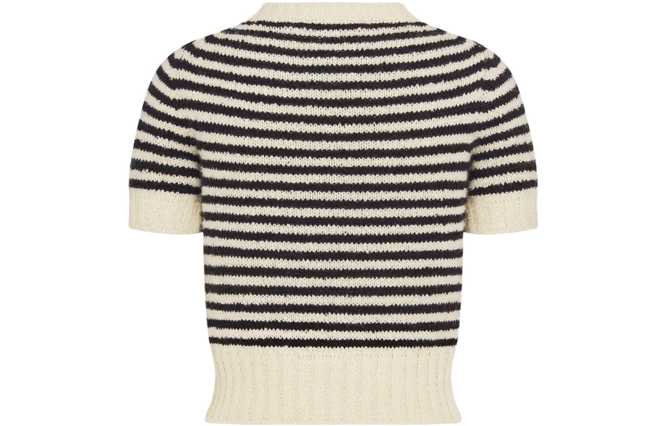 Lookbook (W) DIOR 黑色條紋logo短袖休閒針織上衣 354S19AM154-X0810