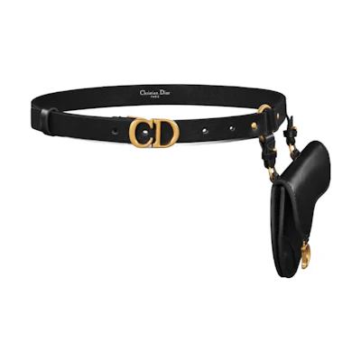 (Women) DIOR Black Monogram Smooth Buckle Belt - 2CM Width B0481CBJMM900
