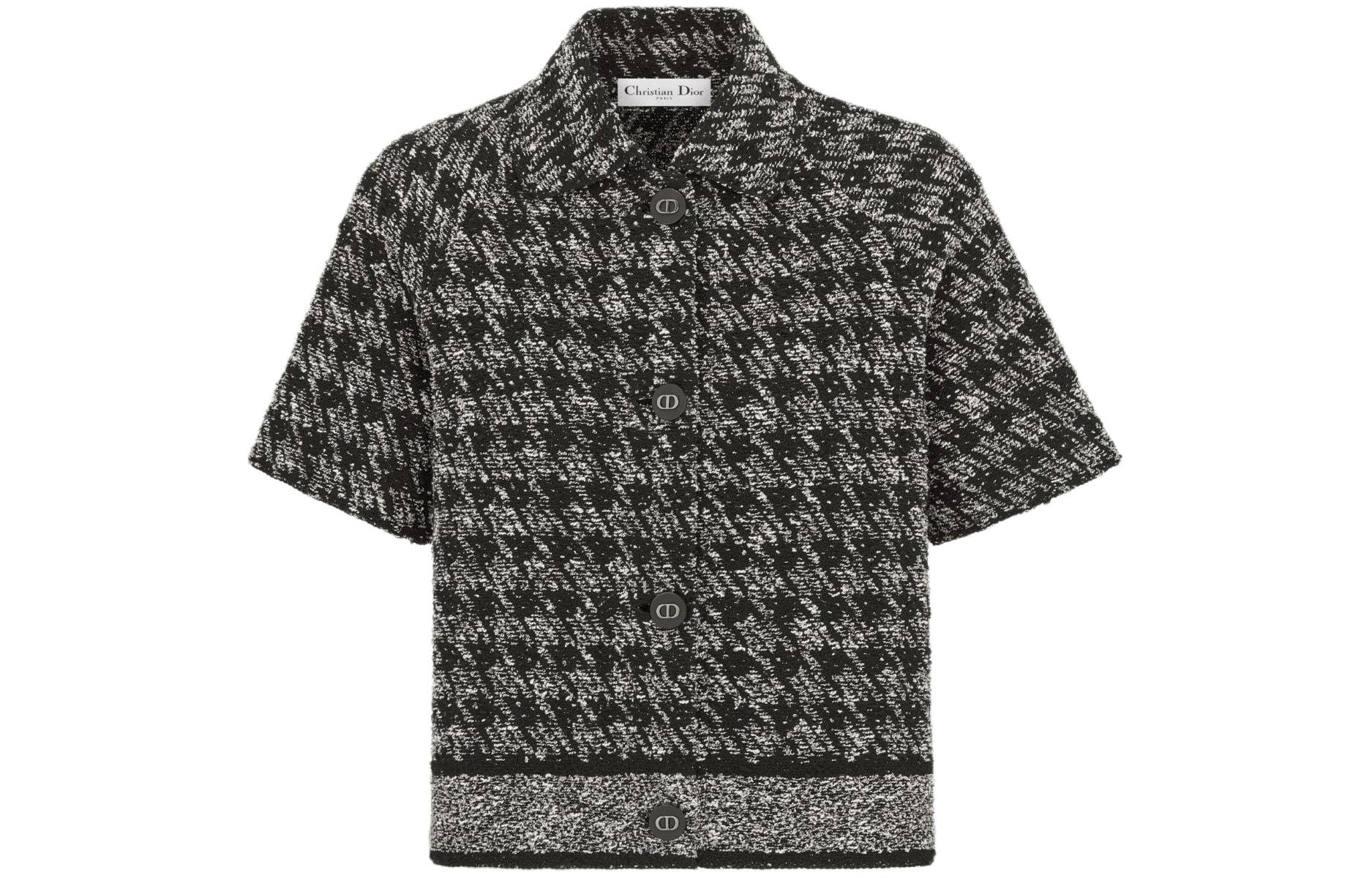 (Women) DIOR  Black Short-Sleeve Cropped Jacket with Houndstooth Pattern. 424V13AM753-X9330 圖 2