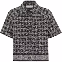Order (Women) DIOR Black Short-Sleeve Cropped Jacket with Houndstooth Pattern. 424V13AM753-X9330