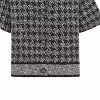 Cheap (Women) DIOR Black Short-Sleeve Cropped Jacket with Houndstooth Pattern. 424V13AM753-X9330