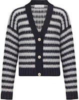 (Women) DIOR Black Striped V-Neck Long Sleeve Knit Sweater 344G02AM4185855 (Women) DIOR Black Striped V-Neck Long Sleeve Knit Sweater 344G02AM4185855