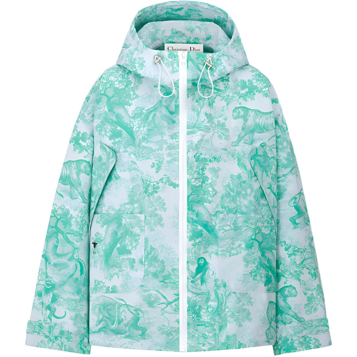 (Women) Dior  Blue Full-Print Hooded Zip-Up Loose Jacket. 447C25A2826-X0864