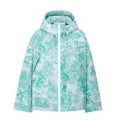(Women) Dior Blue Full-Print Hooded Zip-Up Loose Jacket. 447C25A2826-X0864