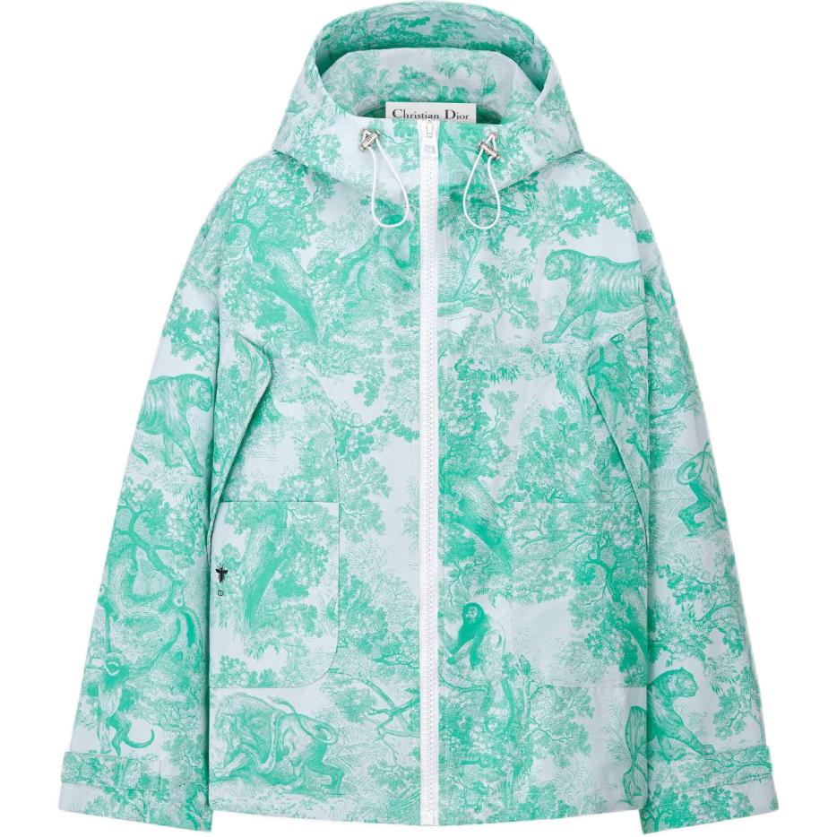 Order (W) Dior Chaqueta Suelta con Capucha y Cremallera Azul Estampada Completa. 447C25A2826-X0864