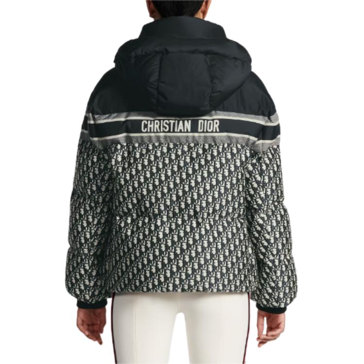 Purchase (W) DIOR Hoodie Jaket Biru Full-Zip dengan Full Print Huruf Bergaris. 417C22A2968-X5803