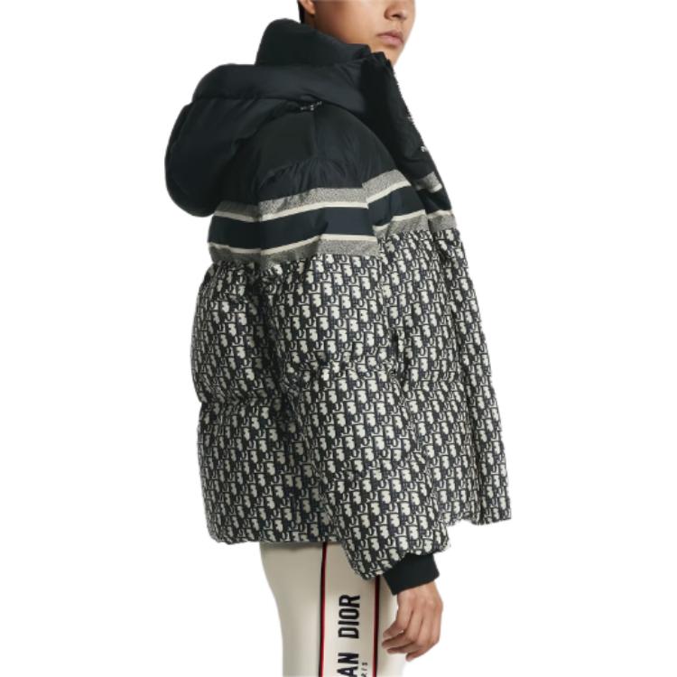 Details for (W) DIOR Hoodie Jaket Biru Full-Zip dengan Full Print Huruf Bergaris. 417C22A2968-X5803