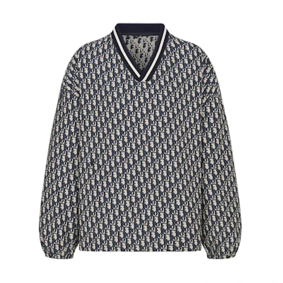 (Women) DIOR Blue V-Neck Long-Sleeve Oversized Zip-Up Jacket 447C50A2970-X5803
